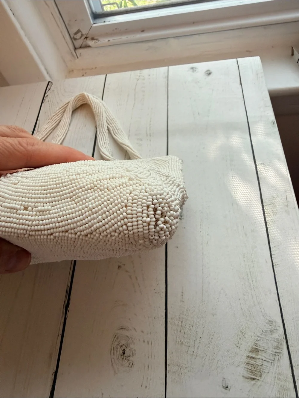 Walborg | Vintage Hand-Beaded Ivory Evening Bag, Made in Belgium